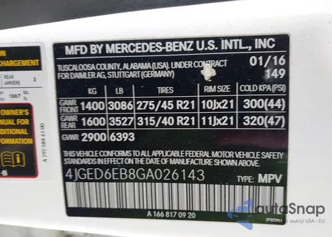 2016 Mercedes-Benz Gle 450 Amg Coupe 4Matic z USA, uszkodzony, nr VIN 4JGED6EB8GA026143